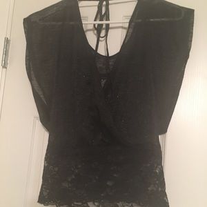 Black lacy blouse with built in undershirt.